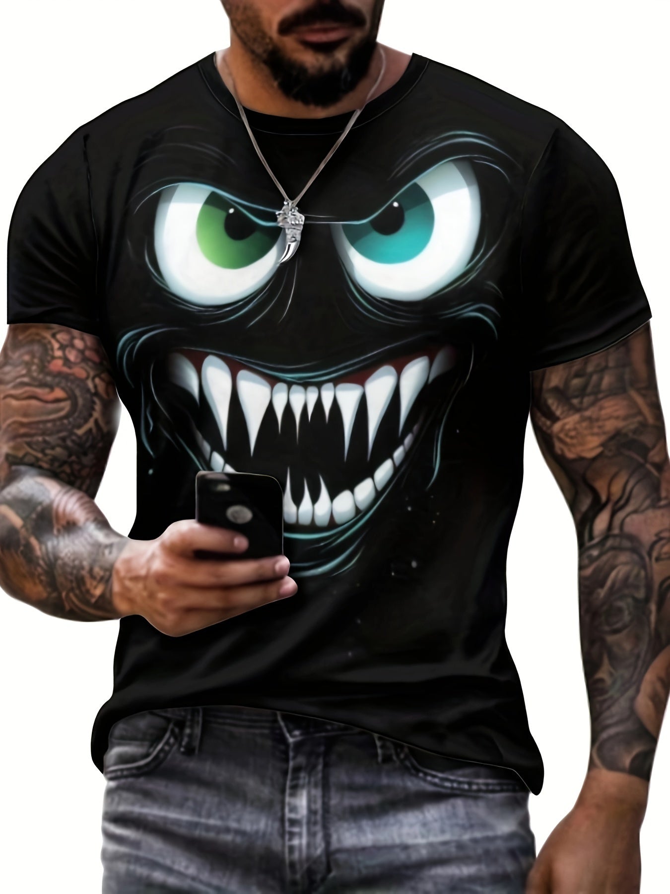 3D Evil Smile T-Shirt for Men β Streetwear Graphic Short Sleeve Tee