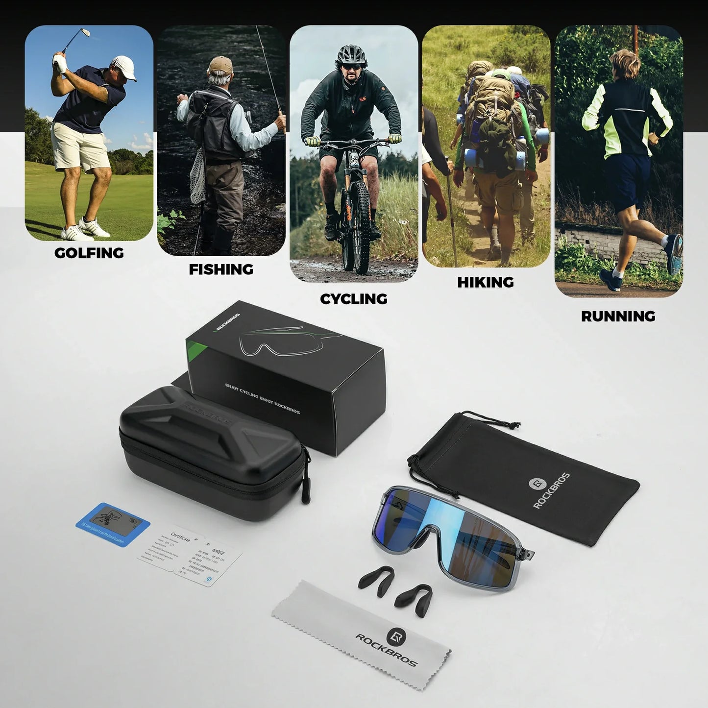 ROCKBROS Cycling Sunglasses Photochromic Polarized Sports Glasses UV400 Unisex