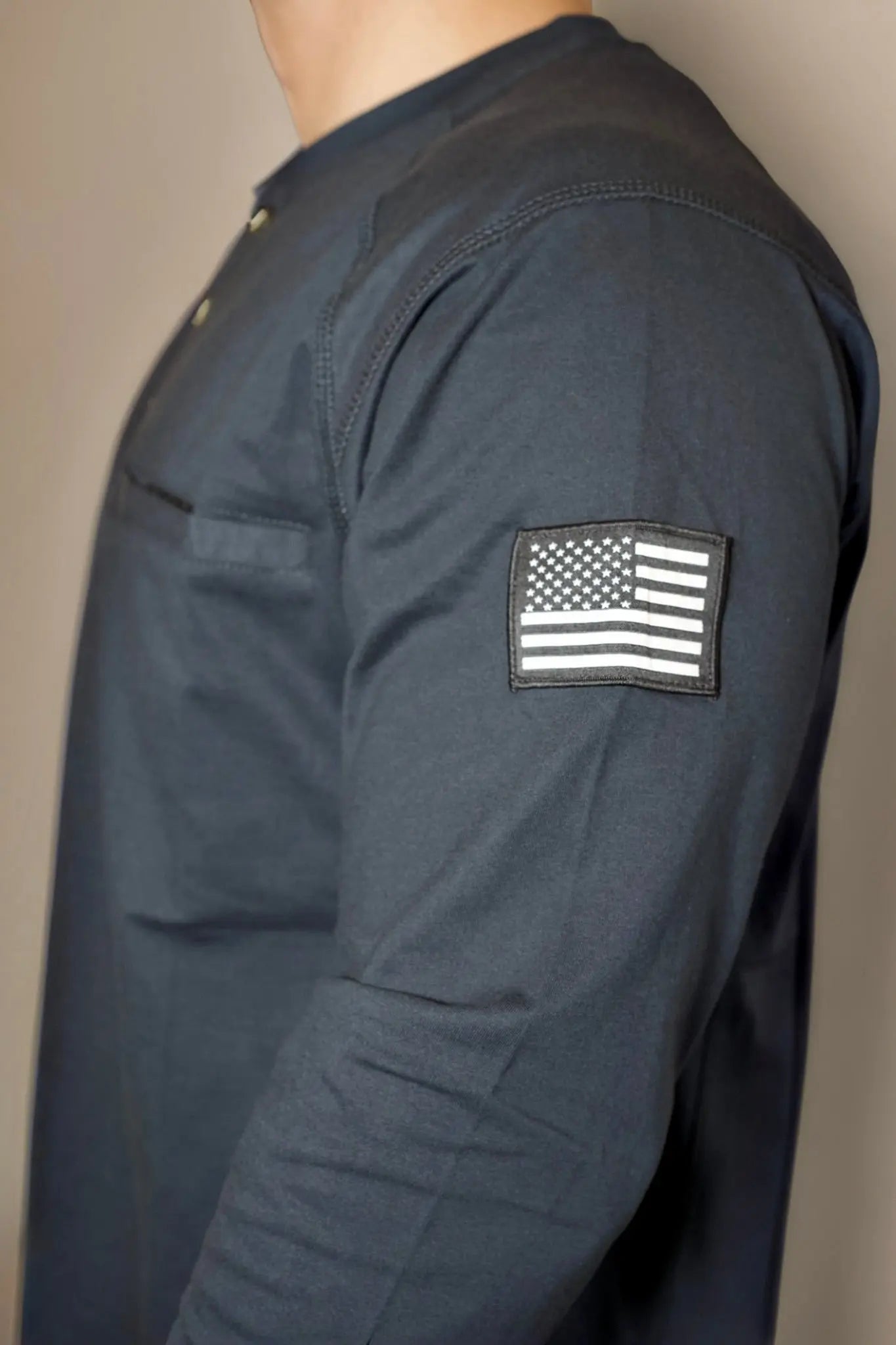 FR 3-Button Henley Shirt - Black