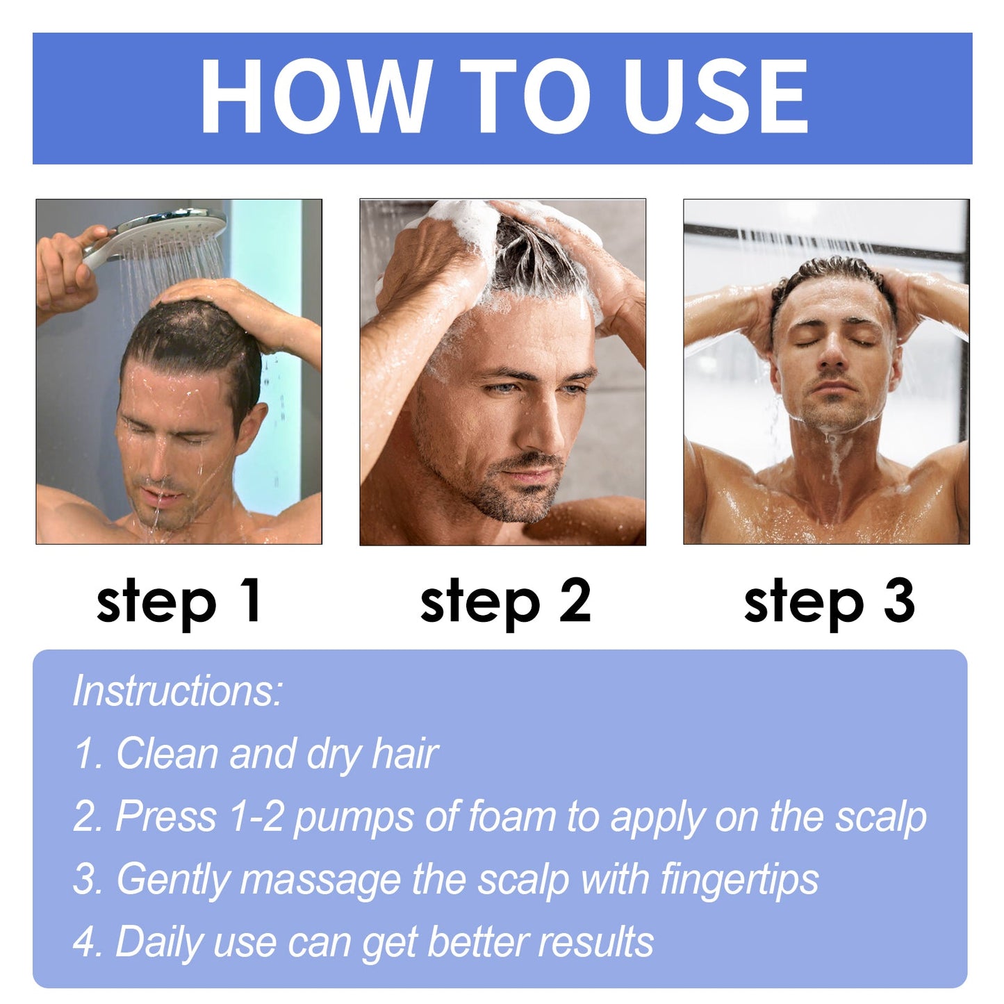 Men's Dense Hair Foam Mousse, Clean Repair Hair Root, Dense And Moisturizing Hair Mousse