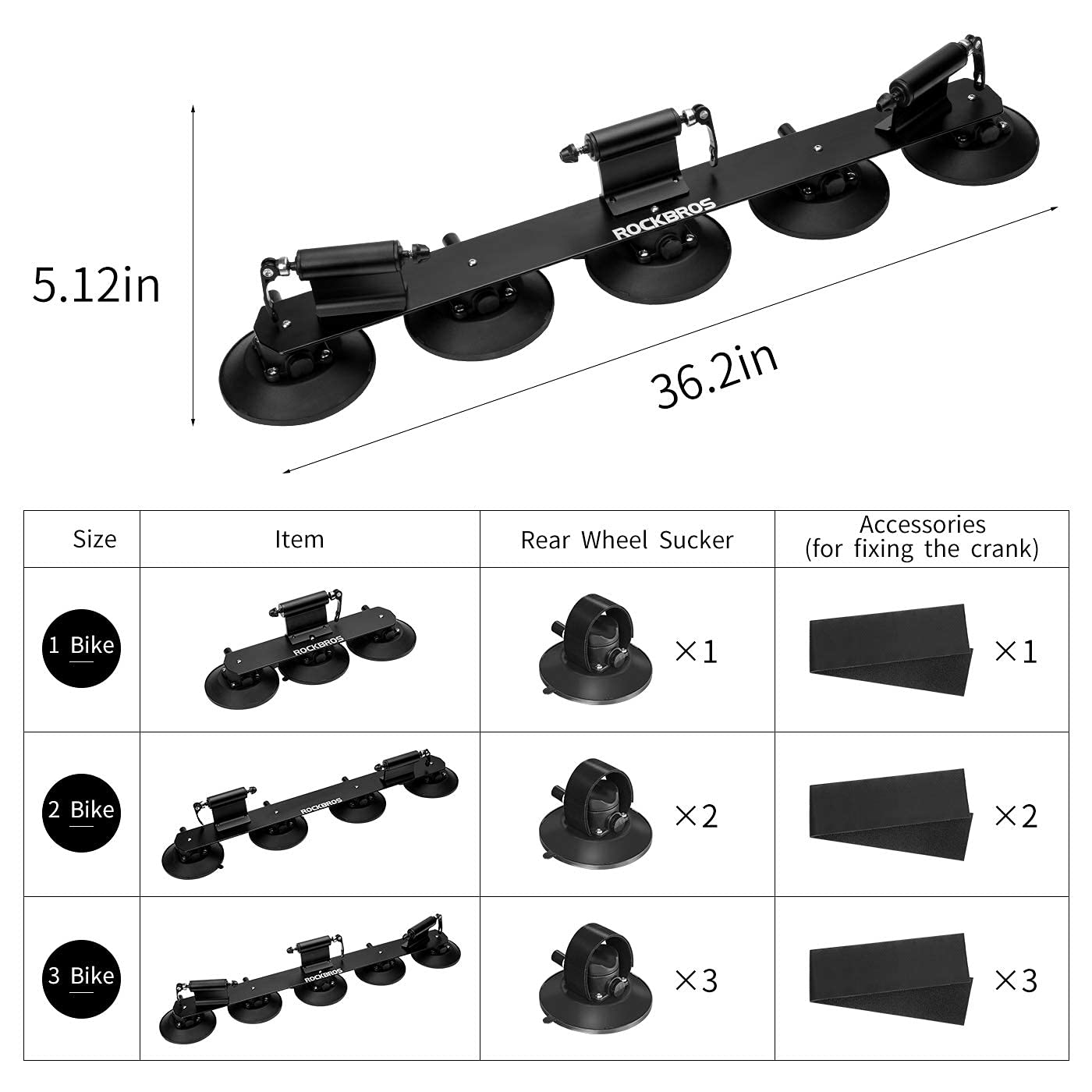 ROCKBROS Suction Cup Bike Rack for Car Roof Quick Release Sucker Mount