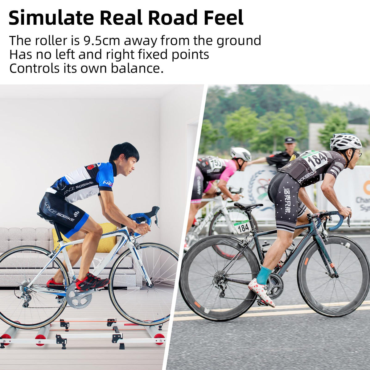 ROCKBROS Bike Rollers Adjustable Bike Trainer Stand Foldable