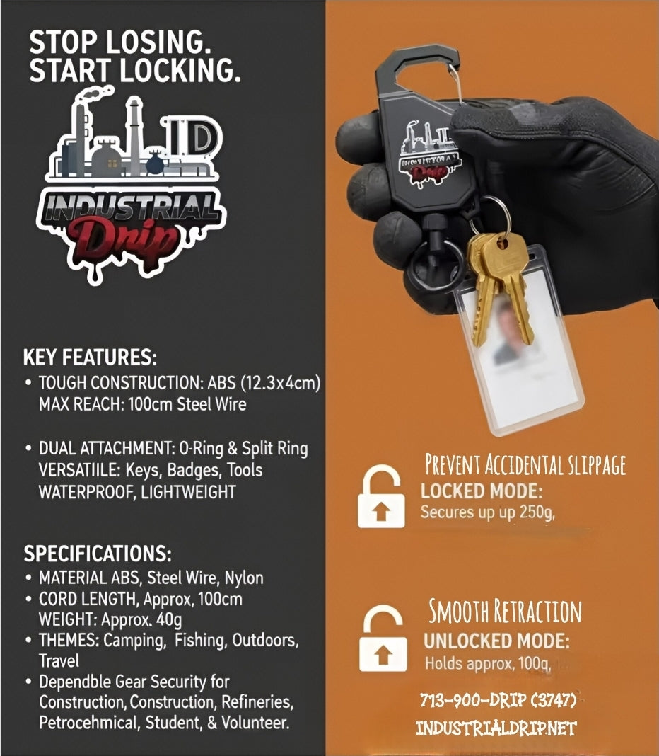 I.D. Retractable Square Carabiner for Multiple uses