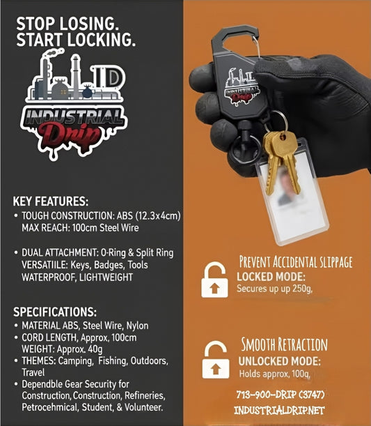 I.D. Retractable Square Carabiner for Multiple uses