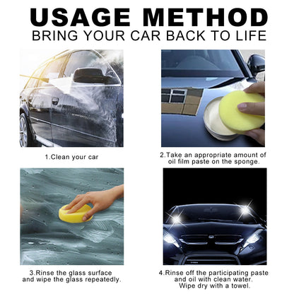 Car Glass Oil Film Remover, Rain Mist Smeary Clean Car Windscreen Cleaner
