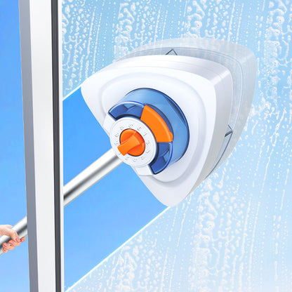 New magnetic glass cleaner with extended pole and double-sided water storage for high-rise home use.