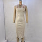 Women's Solid Color PU Leather Sexy Strapless Waist-Cinching Bodycon Dress