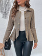 Women’s Plus-Size Solid Color Peplum Jacket – Casual Outerwear