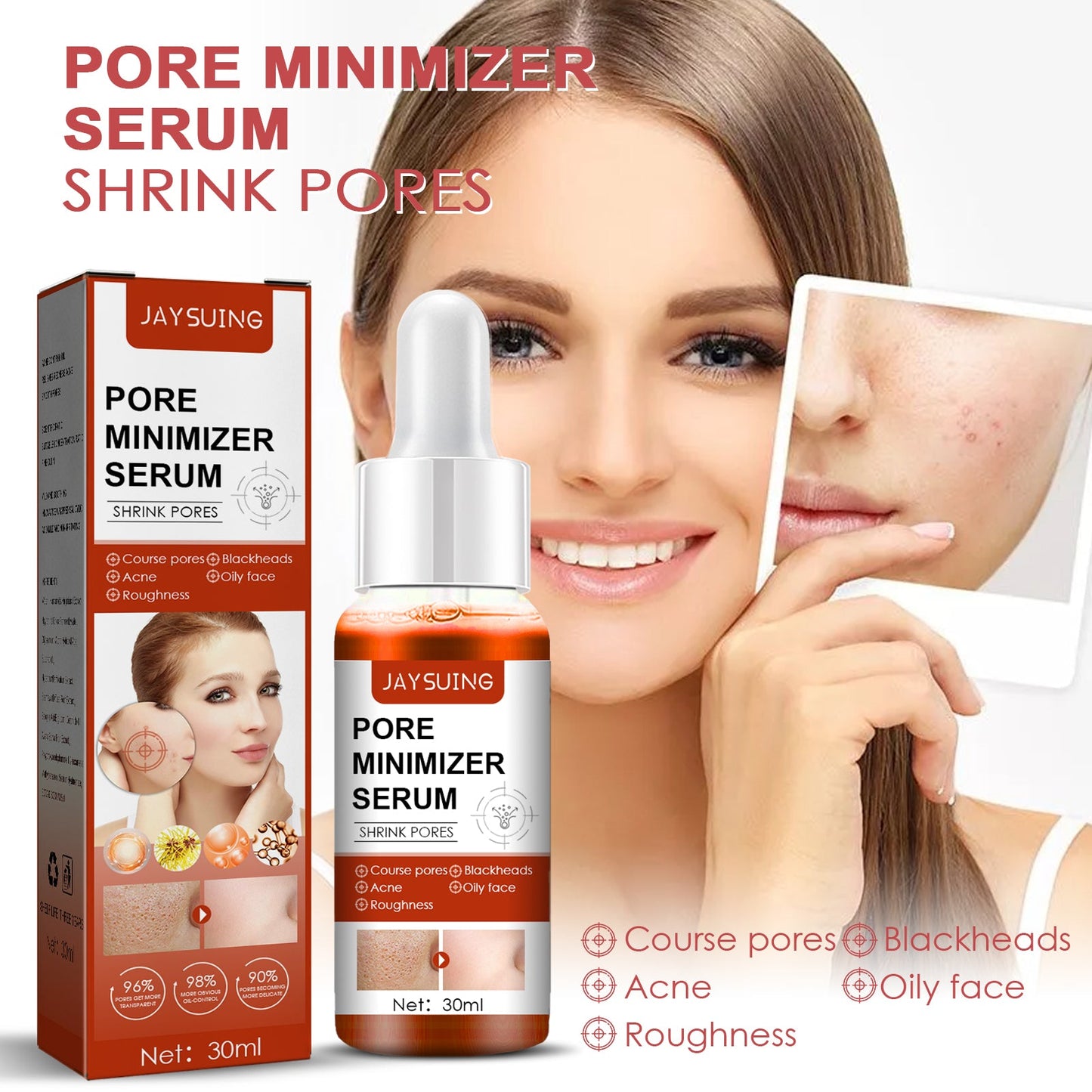 Pore Minimizer Serum, Pore Minimizer Moisture To Deep Clean Pores Carry Bright Moisturizing Essence Serum