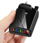 4 USB digital display mobile phone charger, European, American and British standard multi port charger with display screen