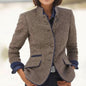 Women’s Color-Block Woolen Jacket – Multi-Button Casual Elegant Coat