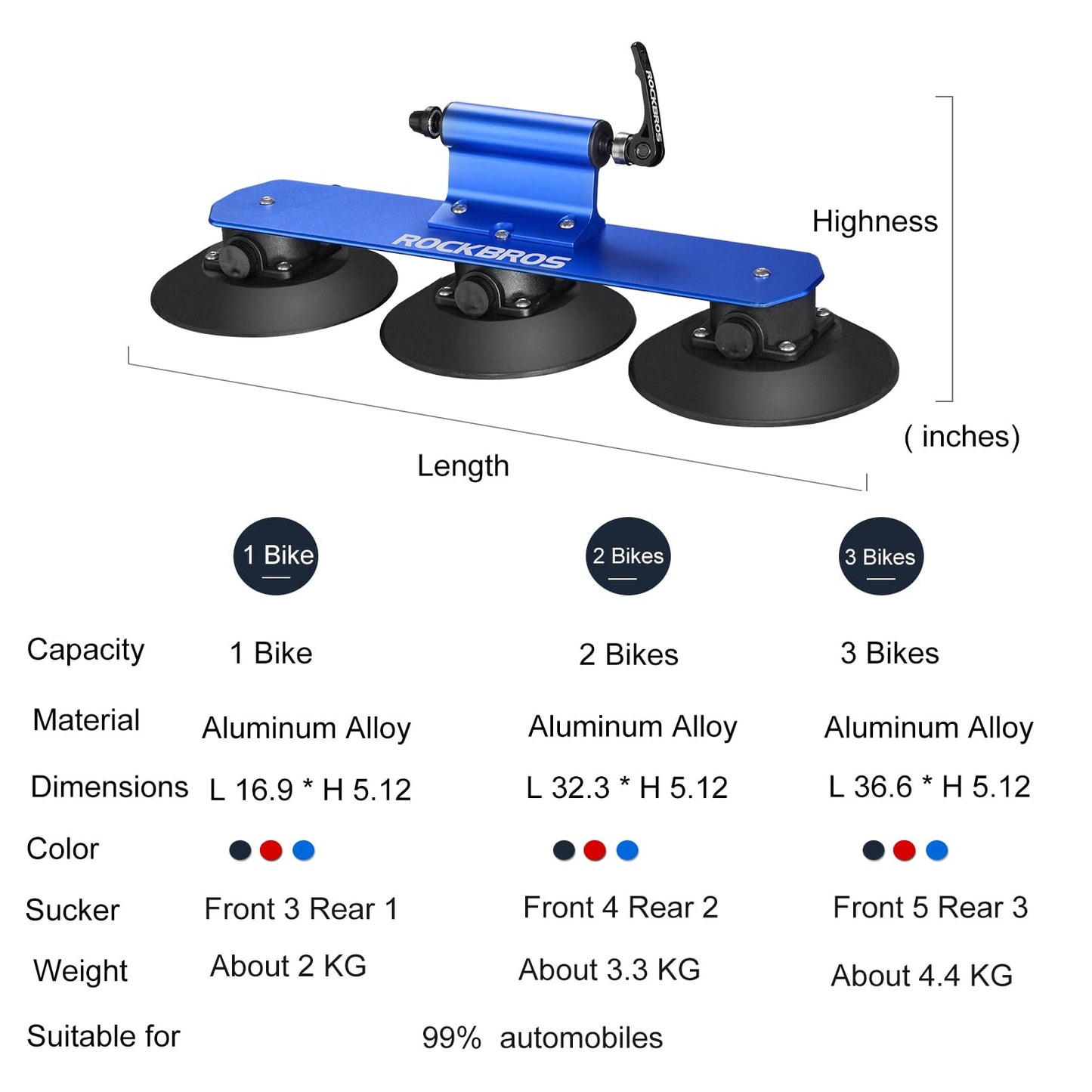 ROCKBROS Suction Cup Bike Rack for Car Roof Quick Release Sucker Mount