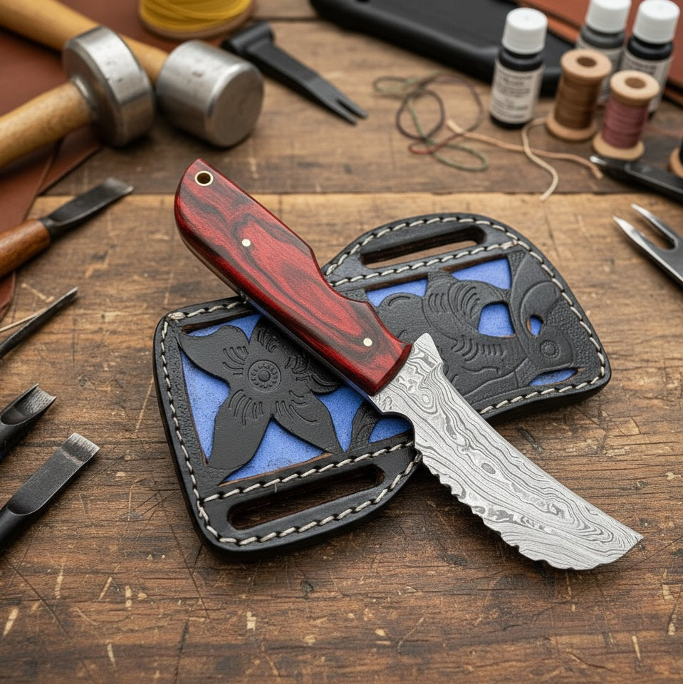 Damascus hawkbill knife #011