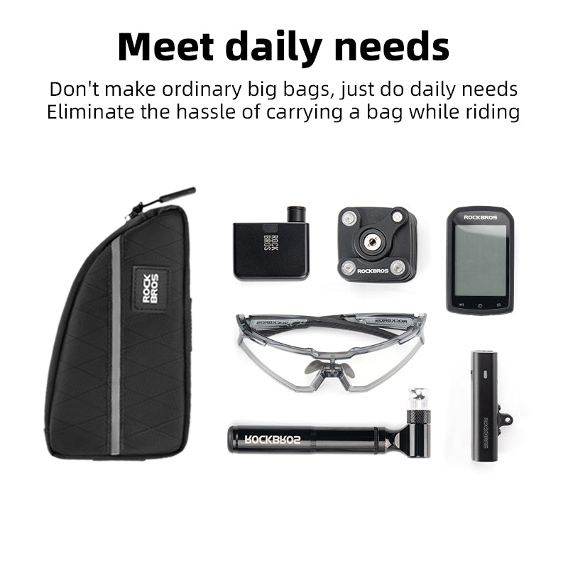 ROCKBROS Bicycle Top Tube Bag Bike Front Frame Bag Waterproof Nylon Pouch Pack 0.9L