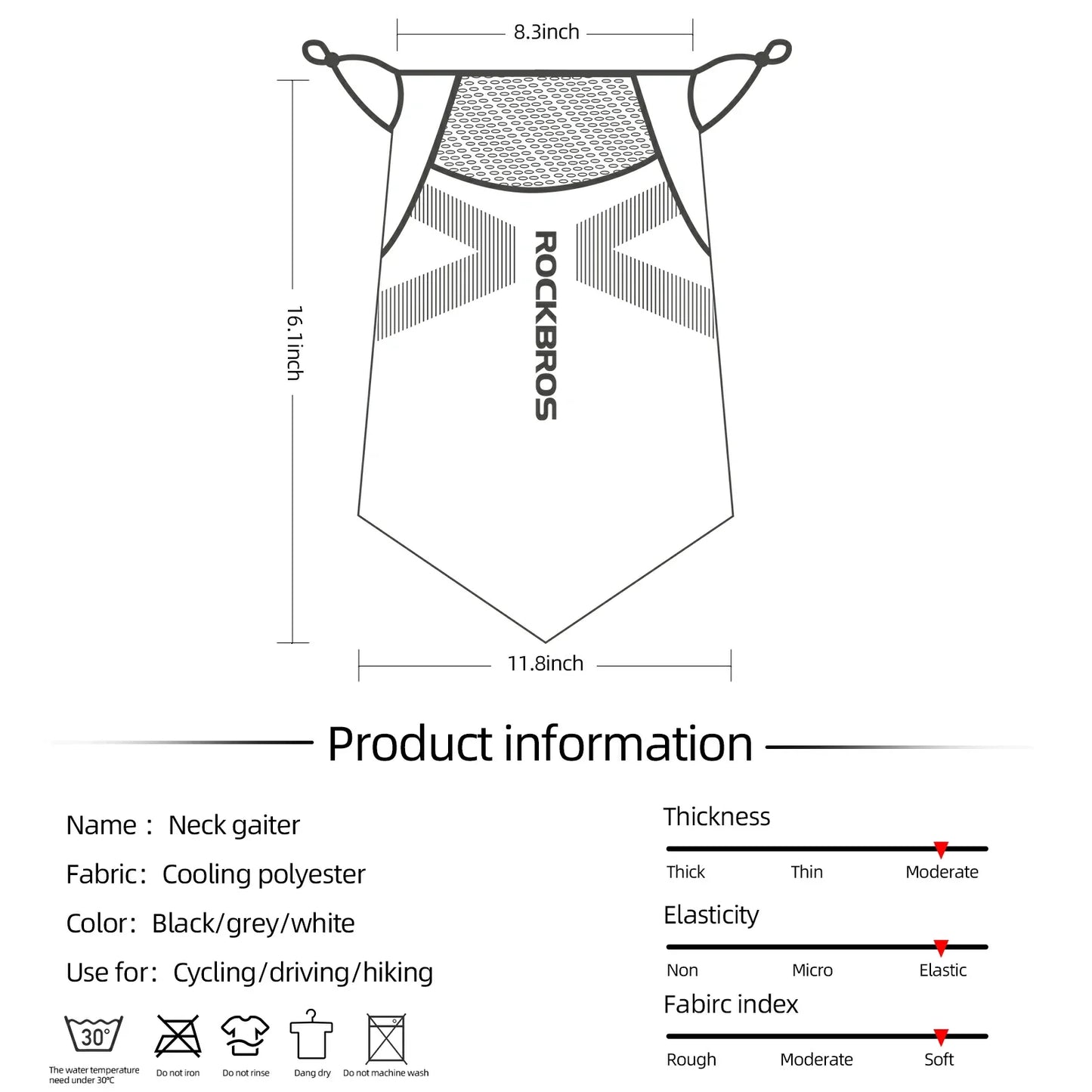 ROCKBROS Cooling Neck Gaiter with Ear Loops – Breathable Summer Face Cover for Cycling Fishing