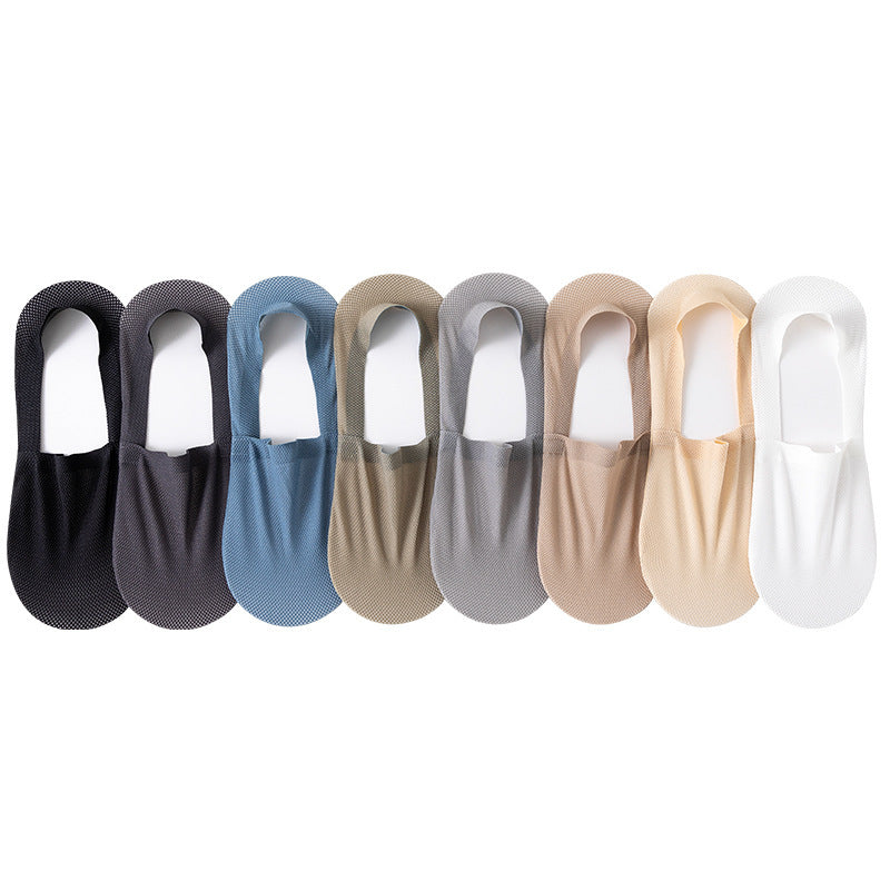 Men's thin breathable mesh boat socks short socks shallow mouth ice silk invisible socks ﻿