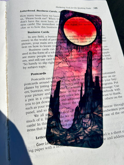 Blood Moon - Crimson Rise Bookmark  – Dark Fantasy Art for Epic Readers, Red Moon