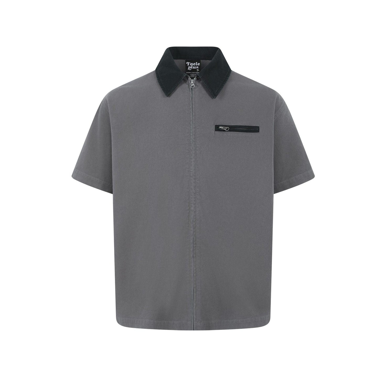 Men's contrasting collar casual short sleeved shirt