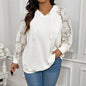 Women’s Plus Size Hoodie – Lace Long Sleeve Pullover Top