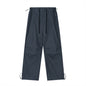 Wrinkled Casual Straight Cargo Pants Men's American Loose Solid Color Thin Sports Drawstring Cuffed Long Trousers