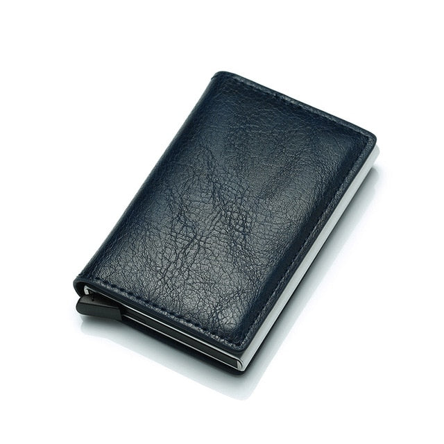 DIENQI Top Quality Wallet Men Money Bag Mini Purse Male Vintage Automatical Aluminium Rfid Card Holder Wallet Small Smart Wallet