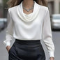 Elegant Satin Blouse - Women's Versatile Long Sleeve Shirt