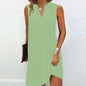 Ladies’ Notch V‑Neck Pleated Petal‑Sleeve Maxi Dress