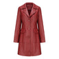 Women’s Long Leather Trench Coat – Fashion Outerwear