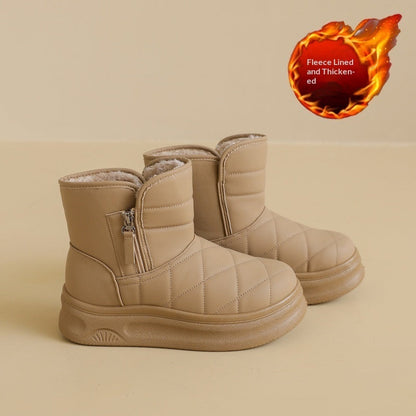 Women’s Warm Fleece-Lined Snow Boots – Casual Winter Anti-Slip Ankle Boots