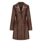 Women’s Long Leather Trench Coat – Fashion Outerwear