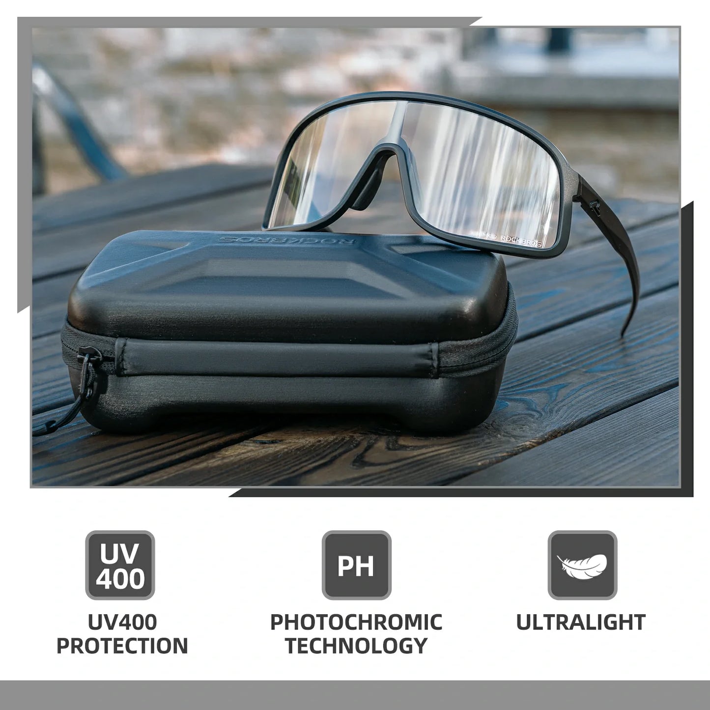 ROCKBROS Cycling Sunglasses Photochromic Polarized Sports Glasses UV400 Unisex