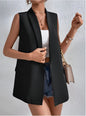 Women’s Mid-Length Suit Vest – Sleeveless Office Blazer