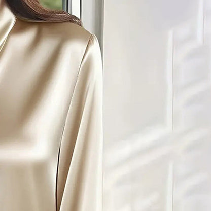 Women's Ribbon Detail Blouse, Lightweight Business Casual Shirt
