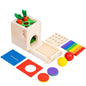 Montessori Four in One Coin Box Multi functional Stick Pulling Carrot Preschool Building Blocks Color Matching Intelligence Box Toy