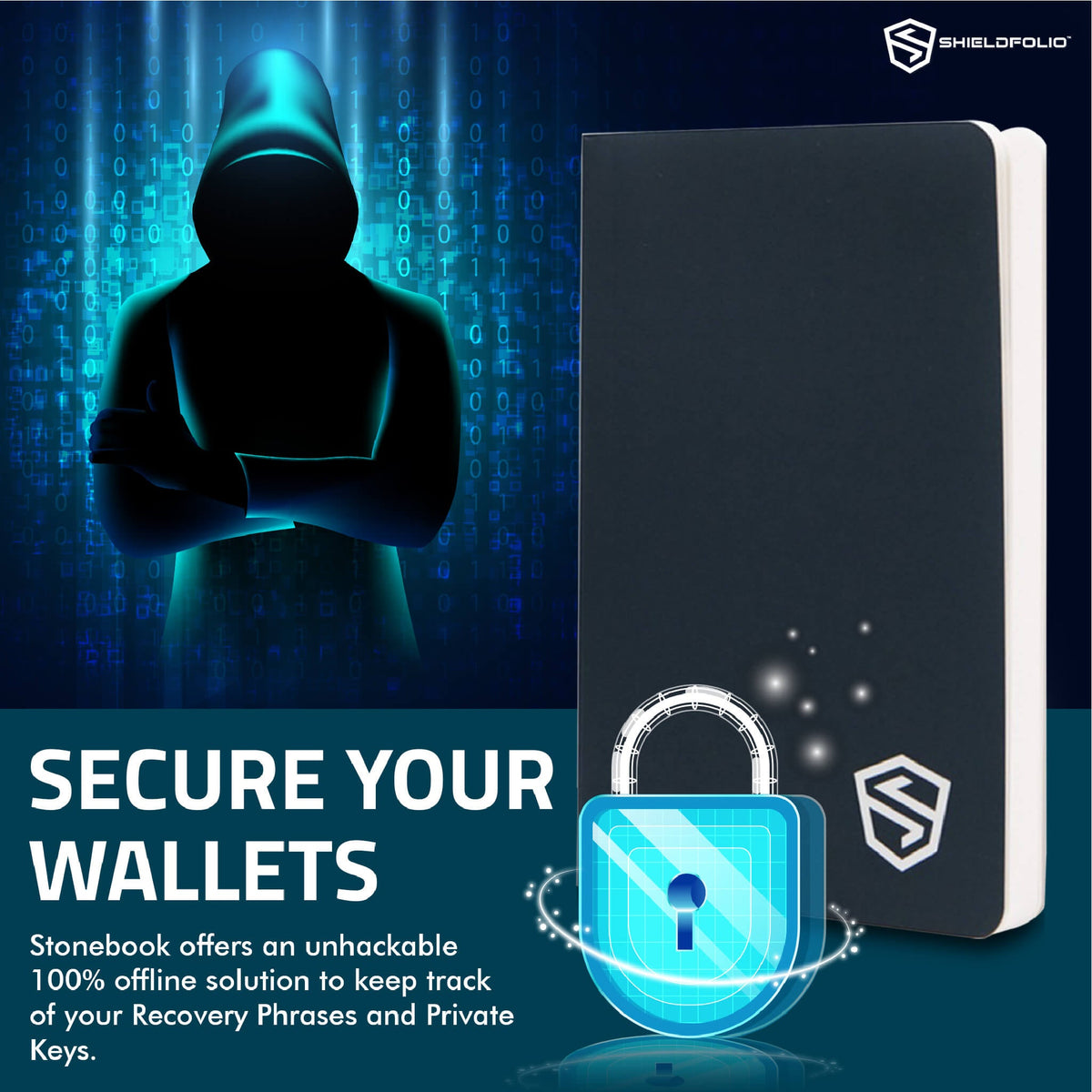 Shieldfolio Stonebook & Ghost Pen - Crypto Seed Phrase Storage Notebook