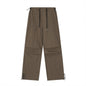Wrinkled Casual Straight Cargo Pants Men's American Loose Solid Color Thin Sports Drawstring Cuffed Long Trousers