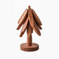 Wooden Christmas Tree Folding Coaster Black Walnut Thick Seat Adiabatic Pad For Kitchen Desktop Decoration Housewarming Gift