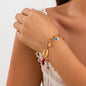 Fashionable and versatile peach heart turquoise bracelet, irregular alloy multi-element shell bracelet