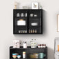 27.56"Glass Doors Modern Two-door Wall Cabinet with Featuring Three-tier Black