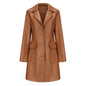 Women’s Long Leather Trench Coat – Fashion Outerwear