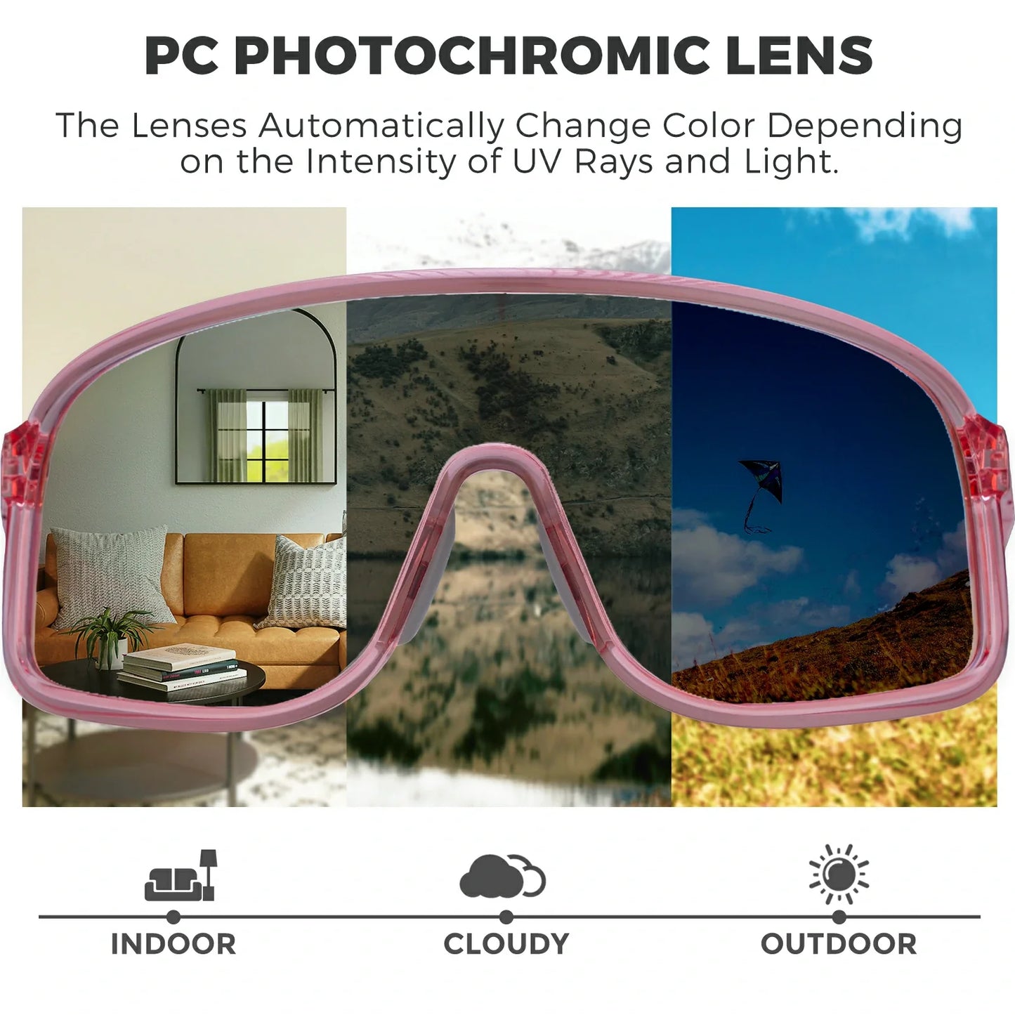 ROCKBROS Cycling Sunglasses Photochromic Polarized Sports Glasses UV400 Unisex