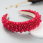 Hair Hoop Baroque Sponge Pearl Hair Accessories Women's Handmade Beaded Multicolor European and American Broad-brimmed Headband