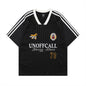 Vertical Stripe Letter Print Sports Jersey Men's Summer American Street Casual Loose Color Block Short Sleeve T-Shirt Top