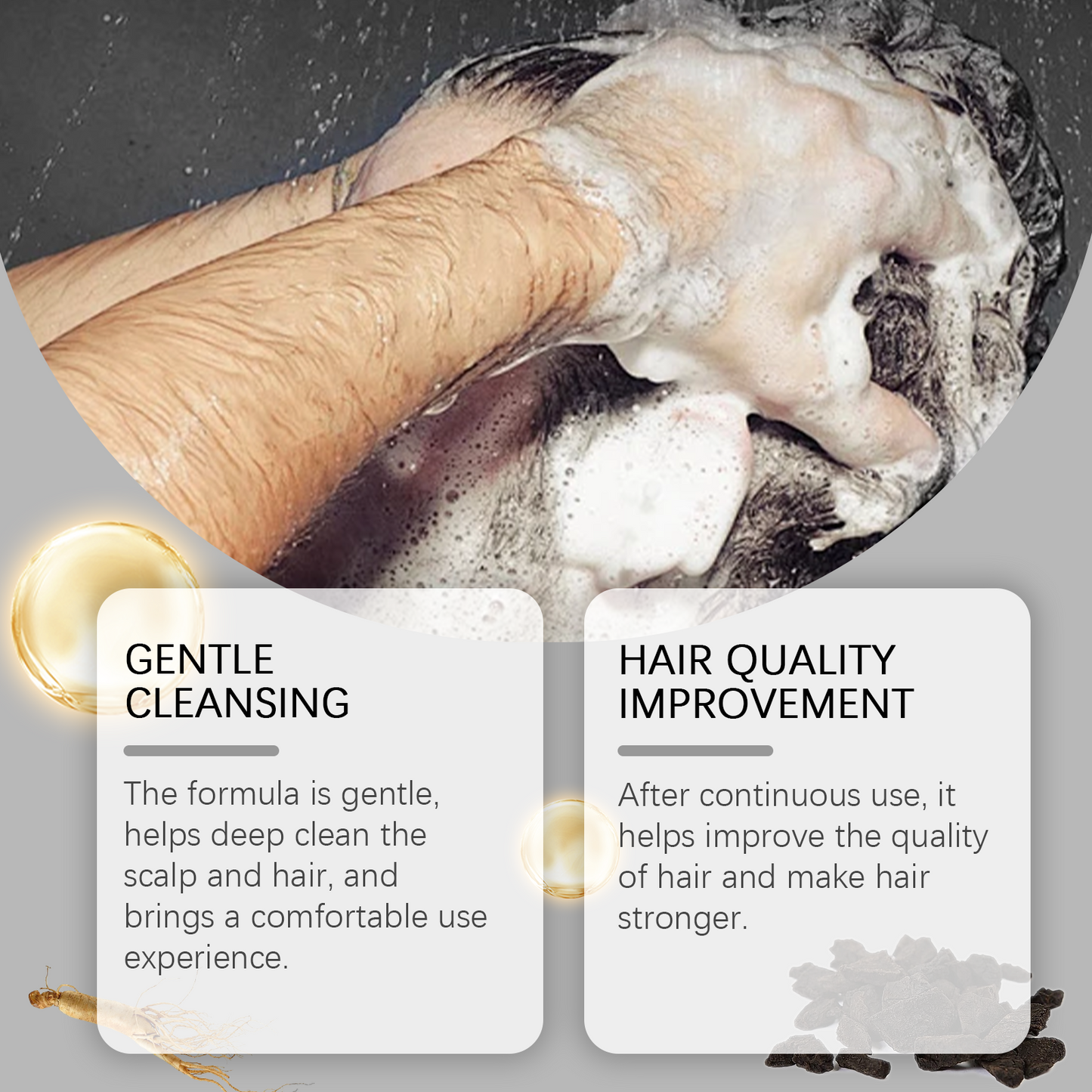 Men Bamboo Charcoal Black Hair Soap, Solid Hair Care, Clean Scalp, Smooth Black Hair Repair And Nourish Hair Roots