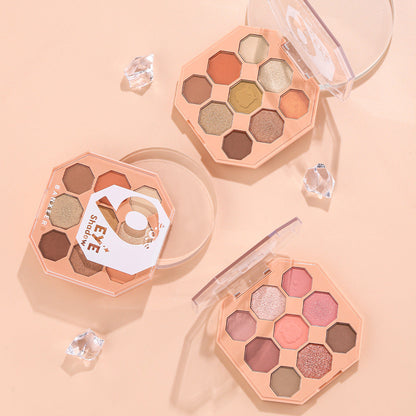 BANXEER Colored Star Shining Beast Nine Color Eye Shadow Disk Lasting Shining Clear Fine Non Flying Powder BM10