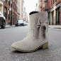 Low Heel Suede Large Size Sweet Bow Casual Boots
