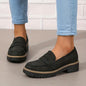 Thick-Sole Solid Color Loafers Women | Trendy Chunky Flats