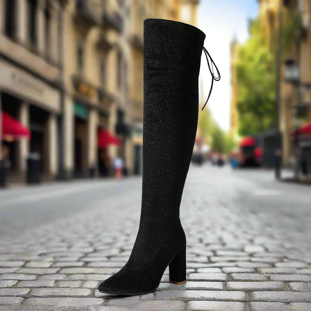 Plus-Size Over The Knee Long Boots for Women – Chunky Heel Nightclub Platform