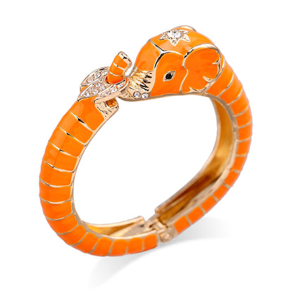 European and American fashion jewelry elephant enamel oil drip alloy open bracelet
