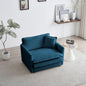 Comfy Deep Single Seat Sofa Upholstered Reading Armchair Living Room Chair Blue Chenille Fabric , 1 Toss Pillow